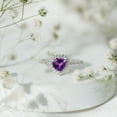 thumbnail image 4 of Rosec Jewels Natural Amethyst Heart Engagement Ring with Halo - Amethyst Diamond Ring - AAA Quality - with Jewelry Box, 14K White Gold, US 12.00, 4 of 9