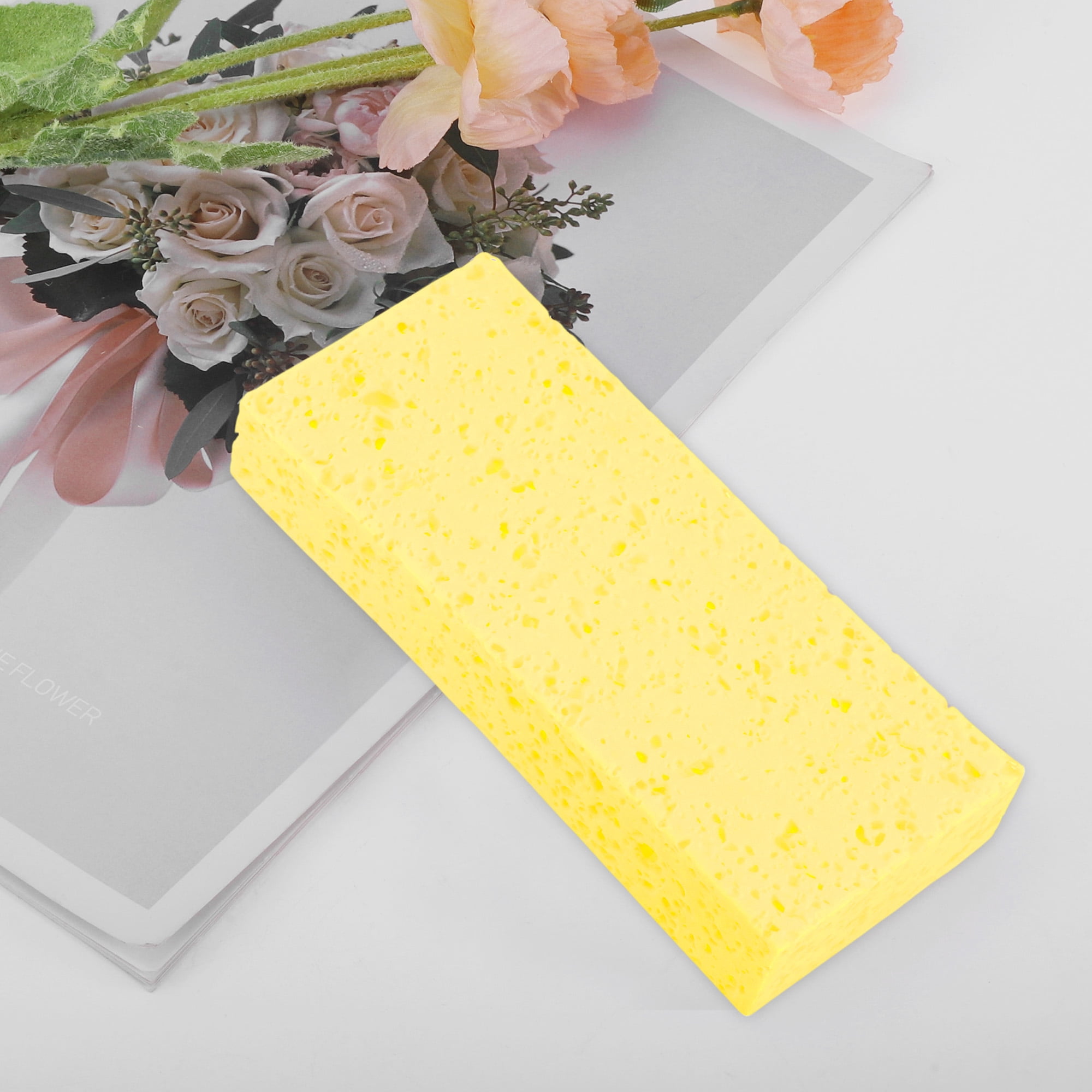 Unique Bargains Honeycombs Rectangular Bath Sponge Body Scrubber 1 Pc Yellow