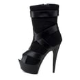 thumbnail image 5 of Ellie Shoes IS-E-609-Struck 6 Inch Platform Stretch Material with contrasting Straps Black Microfiber / 11, 5 of 6