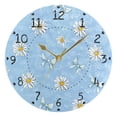 thumbnail image 5 of Pastel Blue Bows Daisies Flower Round Wall Clock Silent Analog Battery Operated Black Pointer Home Decor 9.84" Diameter, 5 of 11