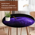 thumbnail image 4 of Purple Fruit Round Tablecloth, Fitted Table Cover with Elastic for 55"-60" Round Tables, Modern Minimalist Decor Black Background Table Cloth Outdoor Indoor Dinning Party Waterproof Tablecloths, 4 of 7