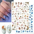 thumbnail image 2 of 5 Sheets French Nail Art Stickers - Flowers Leaves Nail Decals 3D Self-Adhesive Nail Art Supplies Colorful Wavy Stripe Lines Abstract Leaf Nail Designs Stickers for Women Girls Manicure Decoration, 2 of 5