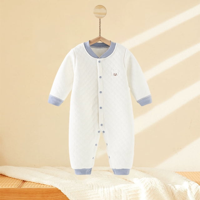 EQWLJWE Vêtements d'Automne et d'Hiver pour Bébé Pyjama en Coton une Pièce pour Fille Imprimé Dessin Animé Mignon Combinaison Manches Longues Col Rond Pyjama Doux et Respirant Combinaison Hiver pour Bébé Fille 3-24 Mois