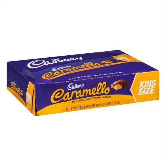 Cadbury Caramello Milk Chocolate & Creamy Caramel King Size 18 - 2.7 oz Bars