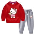thumbnail image 4 of Traje de pantalón cálido de manga larga para niños de Hello Kitty, suéter acolchado de terciopelo para niños y niñas + traje de dos piezas con pantalones informales, 4 of 5