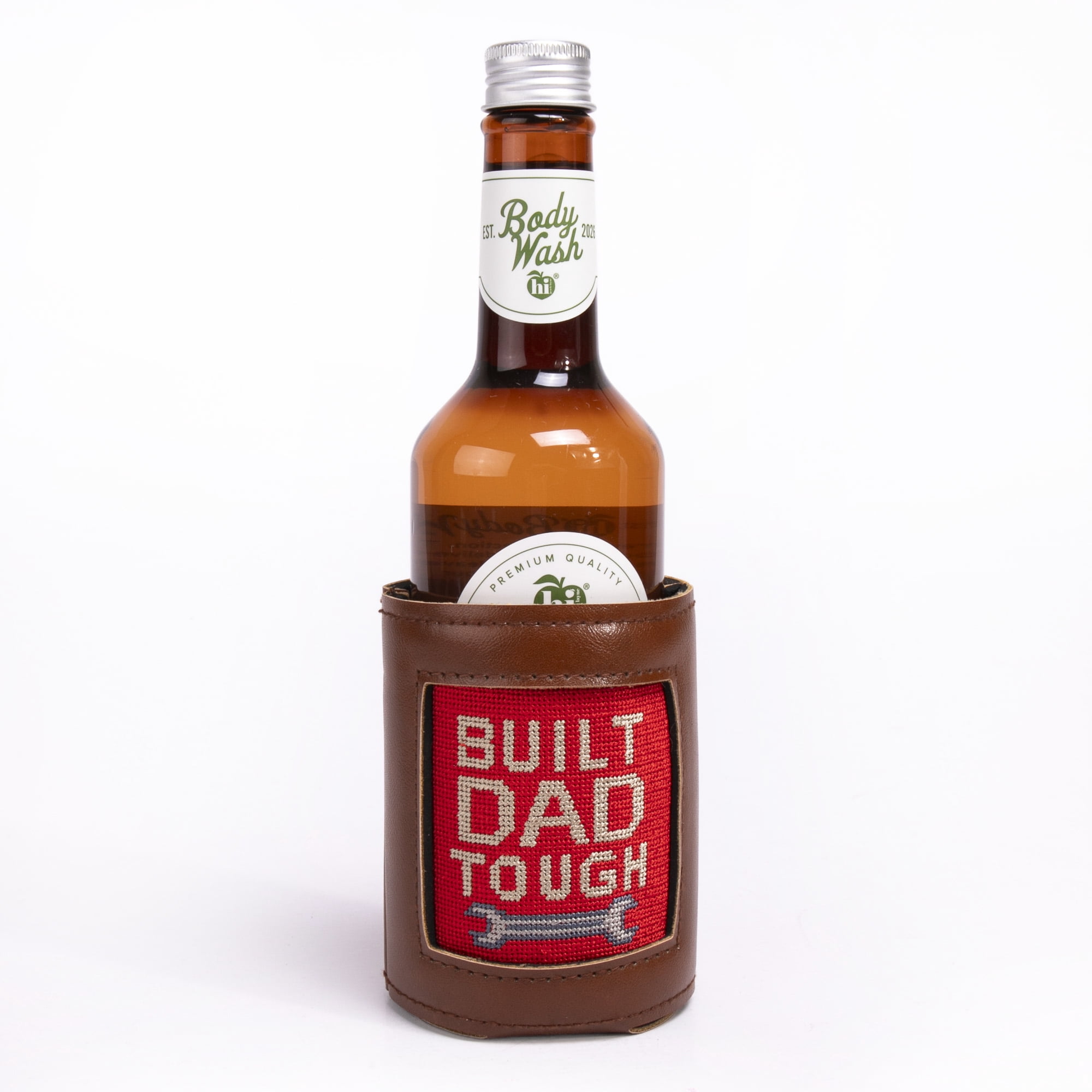 Hi Peach Layne Father's Day Gift Set with Built Dad Tough Needlepoint Beverage Holder and 3-in-1 Vanilla Bourbon Body Wash