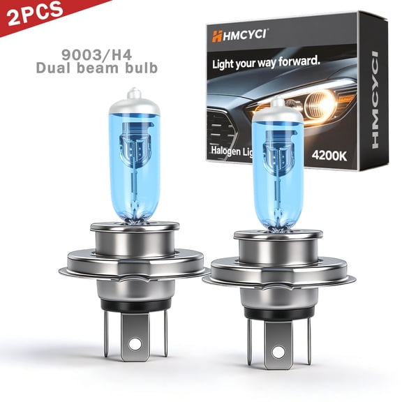 HMCYCI 9003 Halogen Headlight Bulb 12V 100/90W H4 White 4200K Lights Headlamp Bright