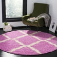 thumbnail image 3 of SAFAVIEH Dallas Logan Geometric Shag Area Rug, Pink/Ivory, 6' x 6' Round, 3 of 9