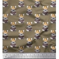 thumbnail image 1 of Soimoi Japan Crepe Satin Fabric Cap,Muffler & French Bull Dog Print Fabric by The Yard 42 Inch Wide, 1 of 1