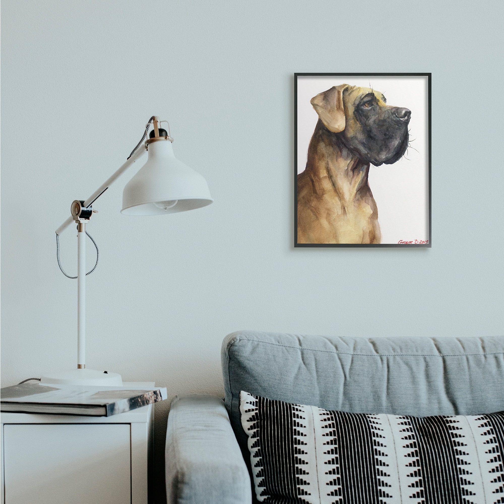 Stupell Industries Great Dane Pet Dog Portrait Strong Pose Black Framed, 16 x 20, Design by George Dyachenko