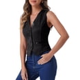 thumbnail image 1 of CHALECO SIN MANGAS DE SUEDE FALSO V DE MUJER INSPIRAR CHIC BOTONES VINTAGE CASUAL NEGRO S, 1 of 5