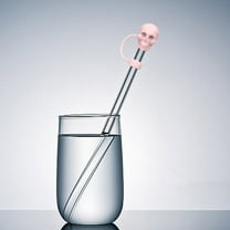 Halloween Skull Straw Topper Goth Straw Cover Cap for Stanley Cup, 10mm Skull Straw Cover for Stanley Tumblers Accessories Halloween -Light Pink