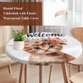 thumbnail image 3 of Cat Flower Floral Round Tablecloth 55-60 Inch Round Fitted Table Cloth with Elastic Edge, Watercolor Wildflowers Blooms Spring Waterproof Table Cover Protector for Outdoor Picnic Party Dining, 3 of 6