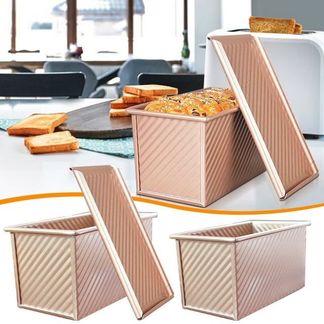 Caja para hornear pan corrugado con tapa | Molde para pan antiadherente | Patrón de onda para un calentamiento uniforme y corteza dorada | Retiene la humedad y la frescura | Material duradero
