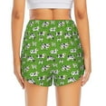 thumbnail image 4 of Xecao's Cows With Calfs Green for a double-layer running short for women, perfect for gym, tennis, and more, featuring a convenient pocket., 4 of 9