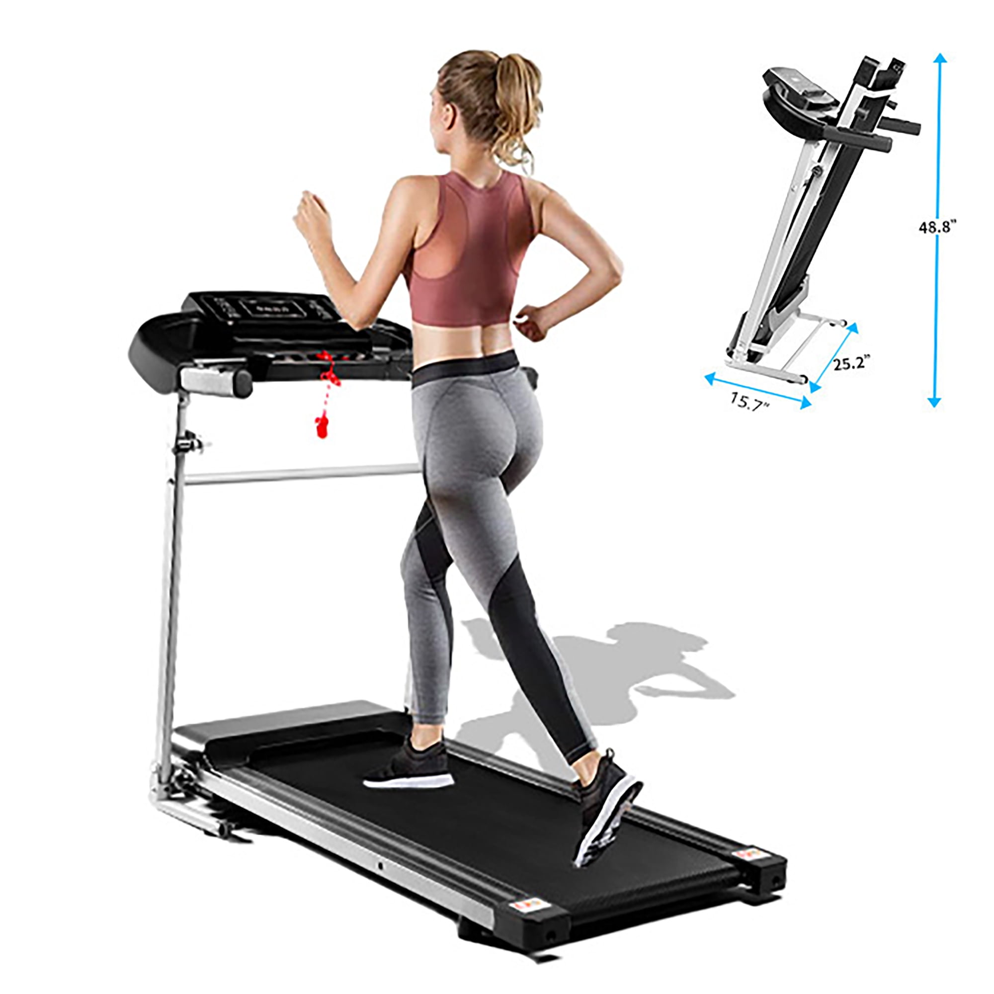 Folding Treadmill Walking Machine Indoor Cardio Sit Up Bench w/ LCD Display 