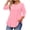 Pink, variant on Staron Women's Casual Loose 3/4 Sleeve T-Shirt Round Neck Plus Size Top Basic Comfy Relaxed Spring Summer Blouse, Navy XL
