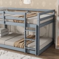 thumbnail image 2 of Alvantor Twin Over Twin Bunk Bed, Solid Rubber Wood Low Floor Bunk with Ladder, Grey, 2 of 6