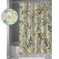 thumbnail image 4 of Sage Green Yellow Botanical Waterproof Fabric Shower Curtain, Spring Summer Vintage Shower Curtain for Bathroom Curtains Bathtubs Hotel Washable Shower Curtains with 12 Hooks Small 36x78in, 4 of 6