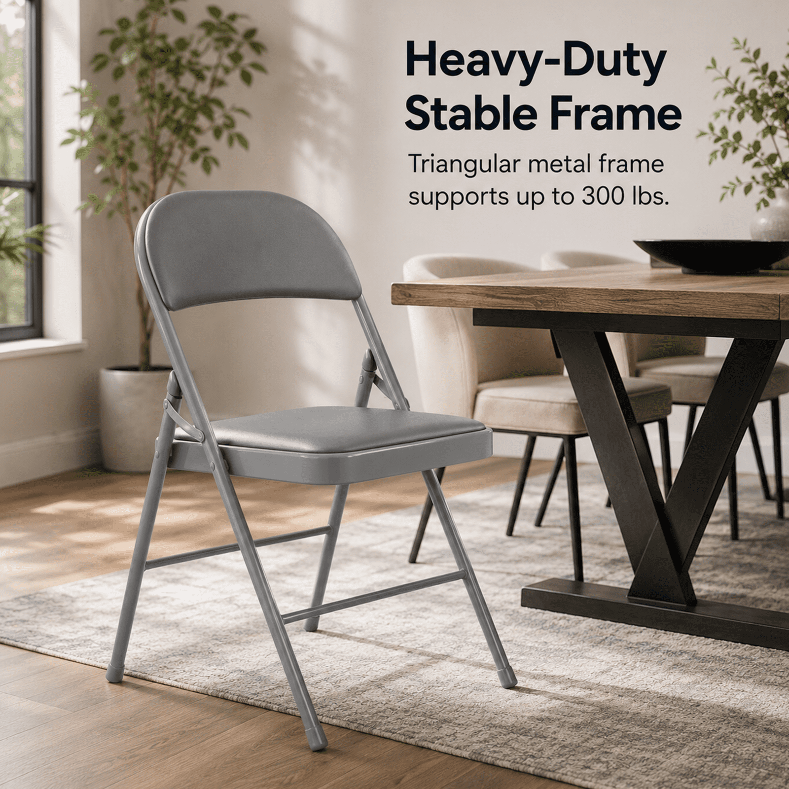 Alvantor 2 Pack/ 4 Pack Folding Chair, with Padded Cushion and Back - PU Leather Stackable Portable Dining Chairs Set, for Home and Office, Conference, Wedding, Party, Patio