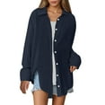 thumbnail image 2 of Long Sleeve Shirts for Women 2026 Spring Button Down Lapel Collar Oversized Dressy Casual Office Work Blouse Womens Tops, 2 of 9