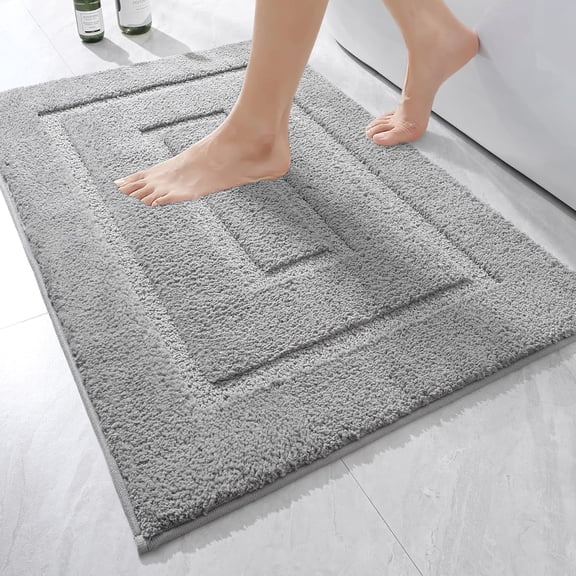 Softlife Bathroom Rug Soft Absorbent Microfiber Bathroom Rugs Washable Bath Mat,24"x17",Gray