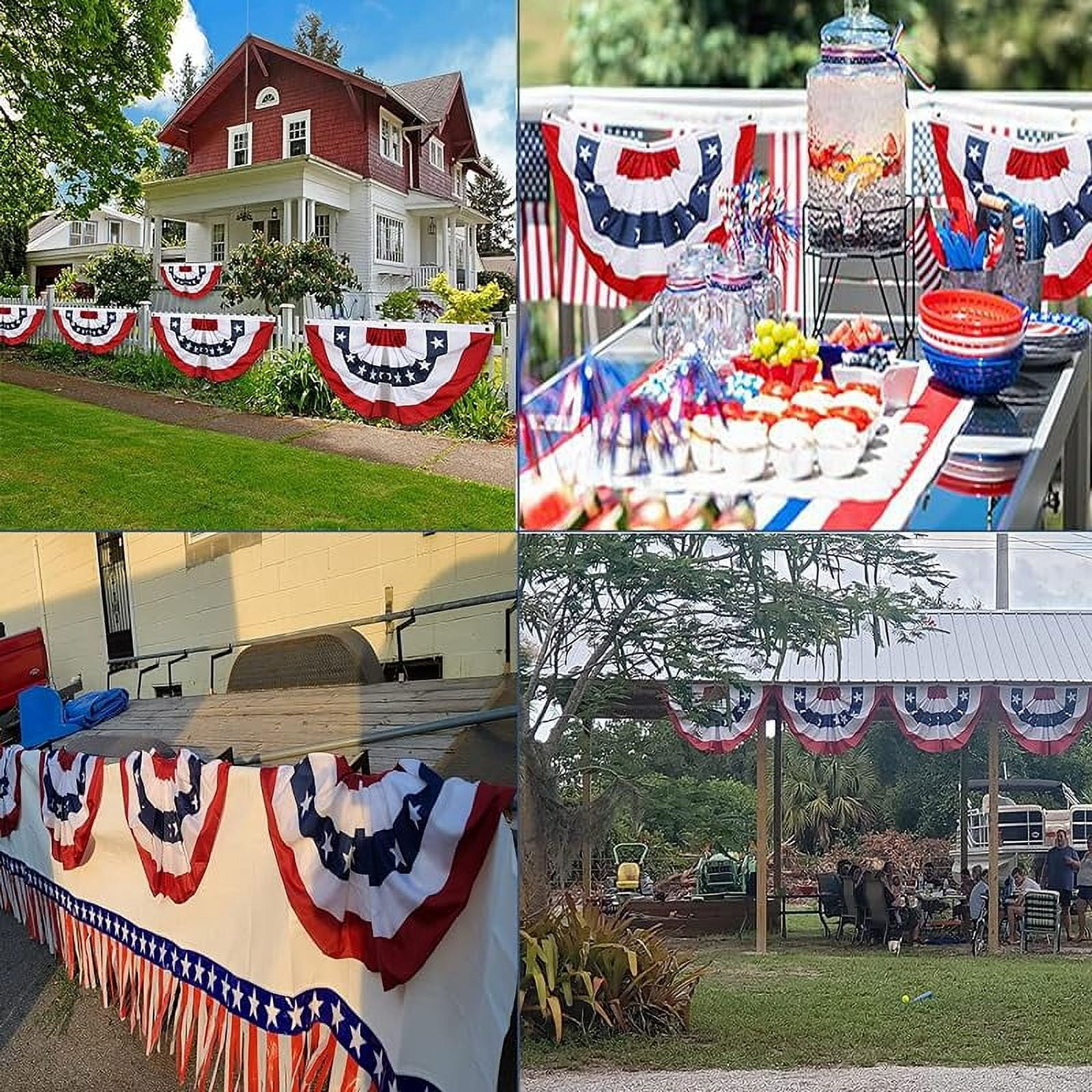 2x4 Ft American Pleated Fan Flag, Patriotic Half Fan Bunting Flag, Indoor Outdoor for 4th of July Decoration Memorial Day (Set of 5)