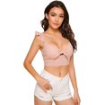 thumbnail image 1 of Bralette liso con volantes y nudo frontal sin espalda para mujer Rosa/Rebel Fun. M Rosa/Rebel Fun. M Xishao ropa, 1 of 2