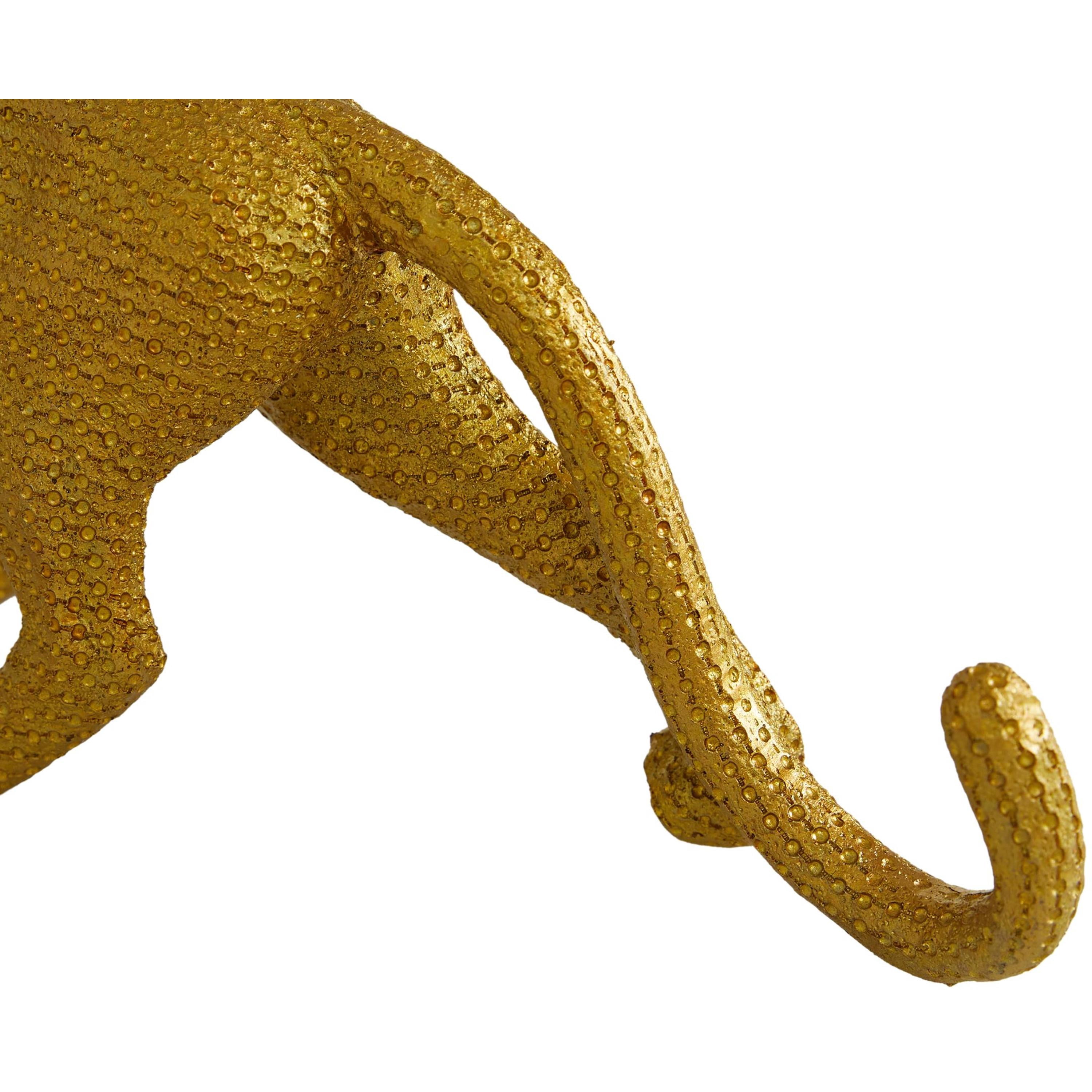 18", 14"W Gold Polystone Leopard Sculpture, by DecMode (2 Count)