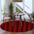 thumbnail image 4 of Christmas Farmhouse Washable Round Area Rug 8 ft, Classical Red Black Buffalo Plaid, Soft Non Slip Rugs Stain Repellent Indoor Felt Carpet for Living Dining Room Bedroom Home Office, 4 of 9