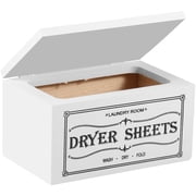 Wooden Dryer Sheet Holder with Lid, Farmhouse Laundry Room Organization & Storage Box for Fabric Softener Sheets, 7.8x4.9x4.3 in