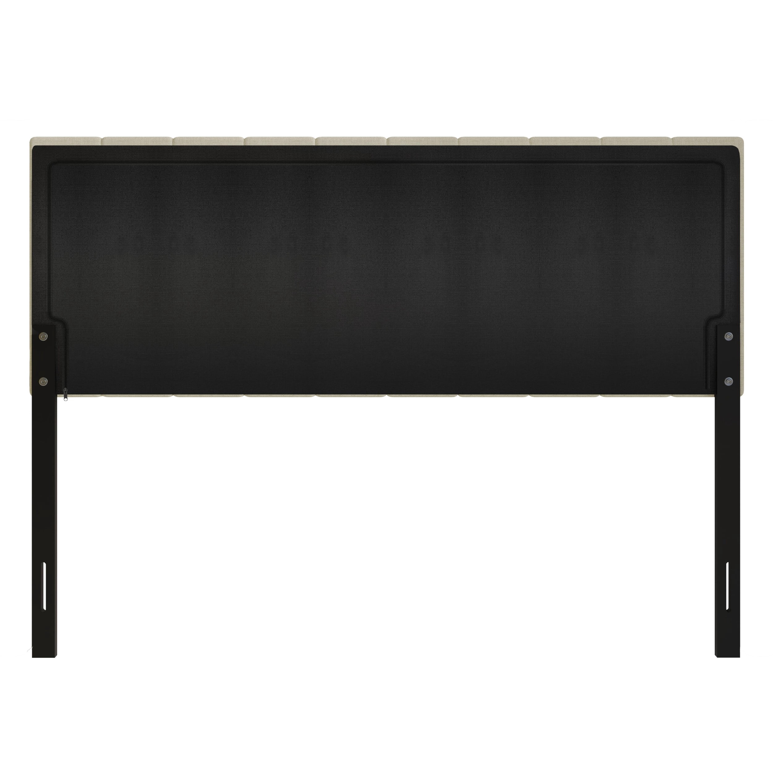 Home Design Dennis Full Upholstered Headboard with Vertical Channel Design, Adjustable Height, Beige