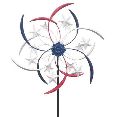 Tall Wind Spinners Outdoor Metal Large, Red White and Blue Wind Spinners for Yard and Garden Outside Patio Lawn Decor