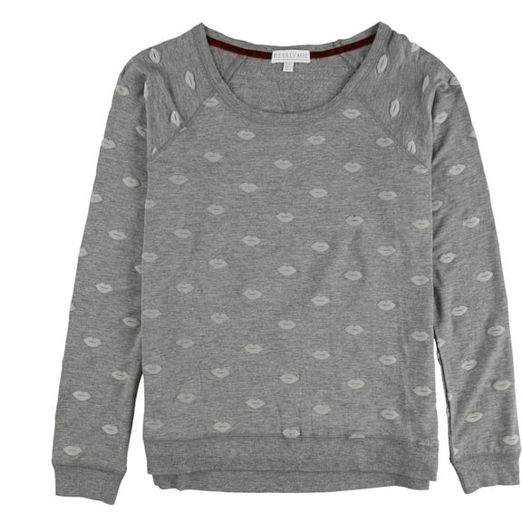 P.J. Salvage Womens Felt Kisses Pajama Sweater, Grey, Small