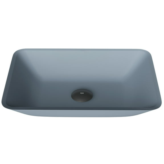 VIGO Matte Shell Sottile Metallic Glass 18 in. L x 13 in. W x 4 in. H Rectangular Vessel Bathroom Sink
