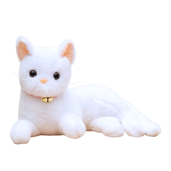 ACDANC Plush Cat Stuffed Animals Realistic Cat Plush Figure Handmade Stuffed Animal Plush Cat Toy Plush Cat for Bedtime Friend Room Decoration Kids White 36cm