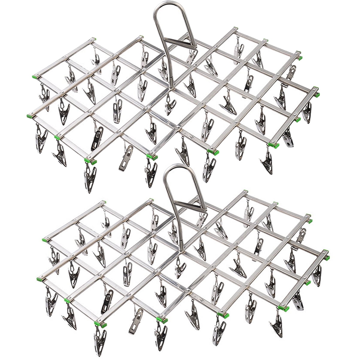 Ifcow 2x Stainless Steel Drying Rack with 35 Clips Space Saver Drip
