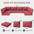 thumbnail image 5 of Pakunoda 14 Pieces Outdoor Replacement Cushions, 5” High-Density Foam Sectional Cushions Couch, 6 Seat Patio Conversation Sets for Rattan Wicker, Liner&Cover, Fuchsia Red, 5 of 7