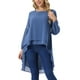 thumbnail image 4 of INSPIRAR CHIC Blusas Asimétricas de Manga Larga con Cuello Redondo para Mujeres, Casual y Elegante, Color Gris Azul, 4 of 6
