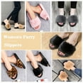 thumbnail image 3 of Barerun Women's Fuzzy Faux Fur Open Toe Slides Slippers, 3 of 8