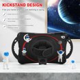 thumbnail image 3 of K-Lion Rugged Case for iPad 6th/5th Gen/Pro 9.7" (2018/2017/2016) Kids Case 3D Astronaut Heavy Duty with Kickstand Wristband Rotating Handstrap Handle Grip Shockproof Cover for iPad 9.7",Black, 3 of 7