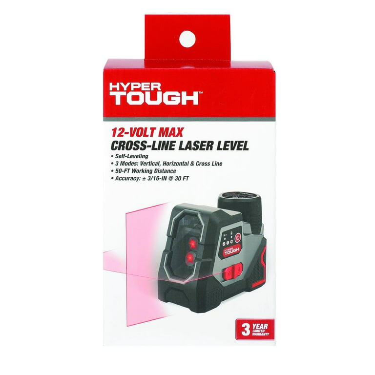 Free Shipping! Hyper Tough Laser Level, 12V Cross-Line Self