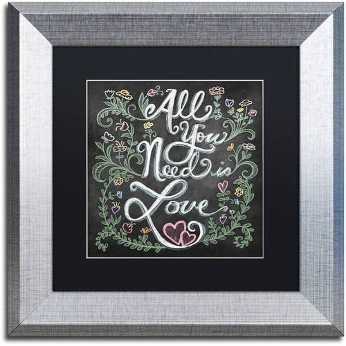 Trademark Fine Art "All You Need is Love" Canvas Art by Elizabeth Caldwell, Black Matte, Silver Frame