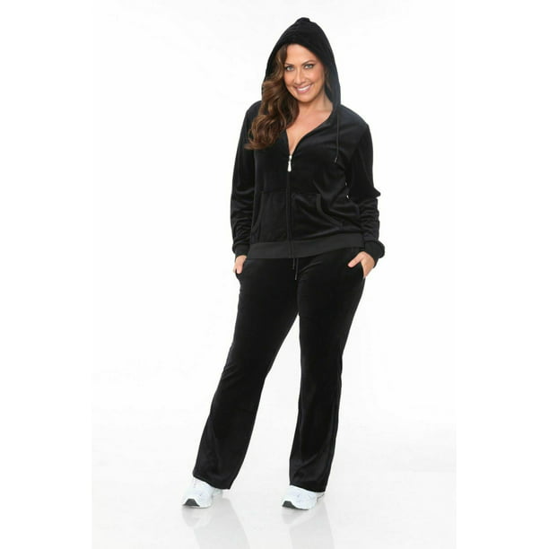 Love's Women's Plus Size Fleece Zip Up Hoodie Track Suit Jogging Pants - Walmart.com