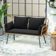 thumbnail image 4 of Gymax Patio Wicker Loveseat Furniture w/Seat Back Cushions Heavy-Duty Metal Legs Outdoor Black, 4 of 10
