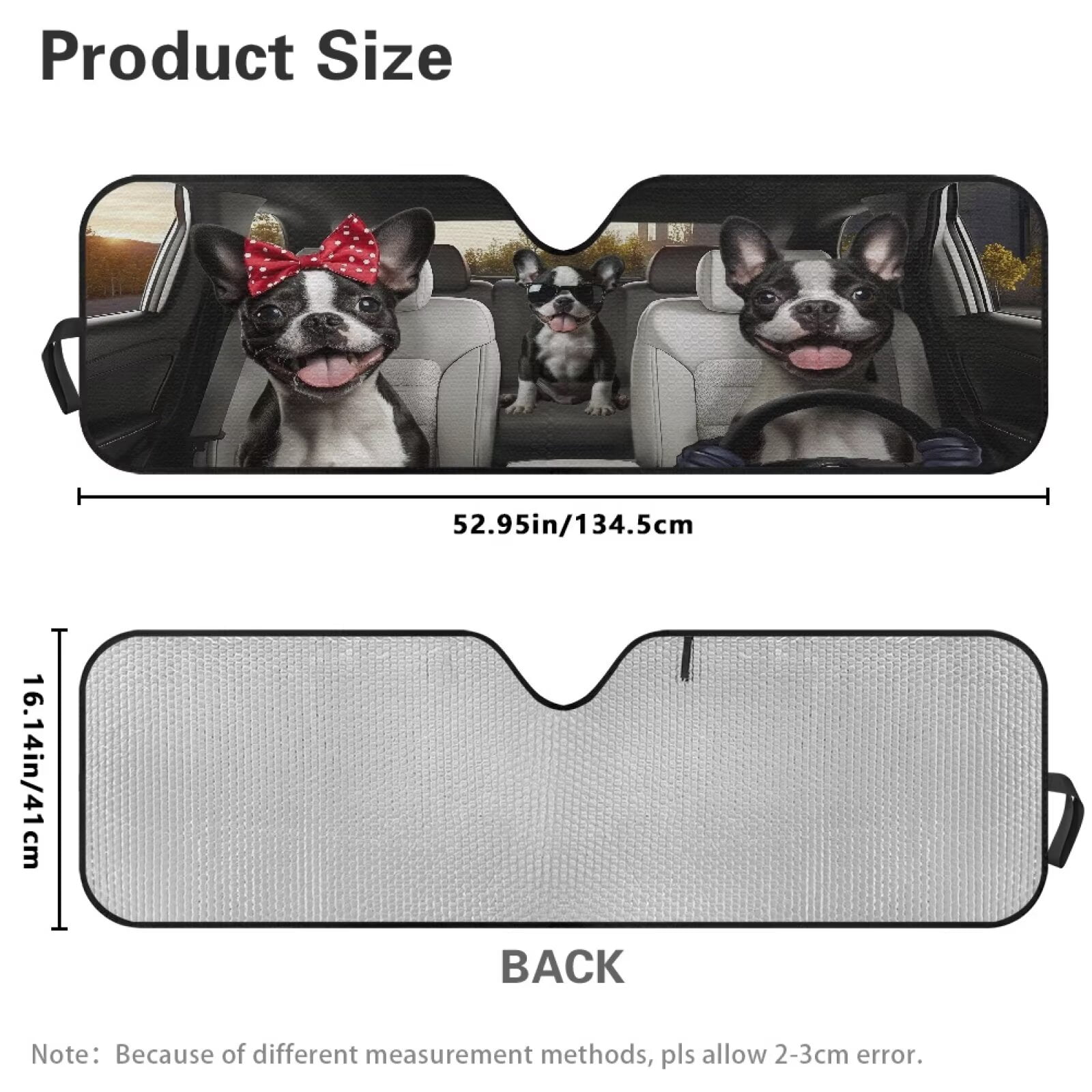 XYZCANDO Bulldog Windshield Sun Shade Compatible with Jeep Wrangler TJ JK JL & Gladiator JT Foldable Windshield Sunshade Sun Visor Blocks UV Rays Keep Your Vehicle Cool