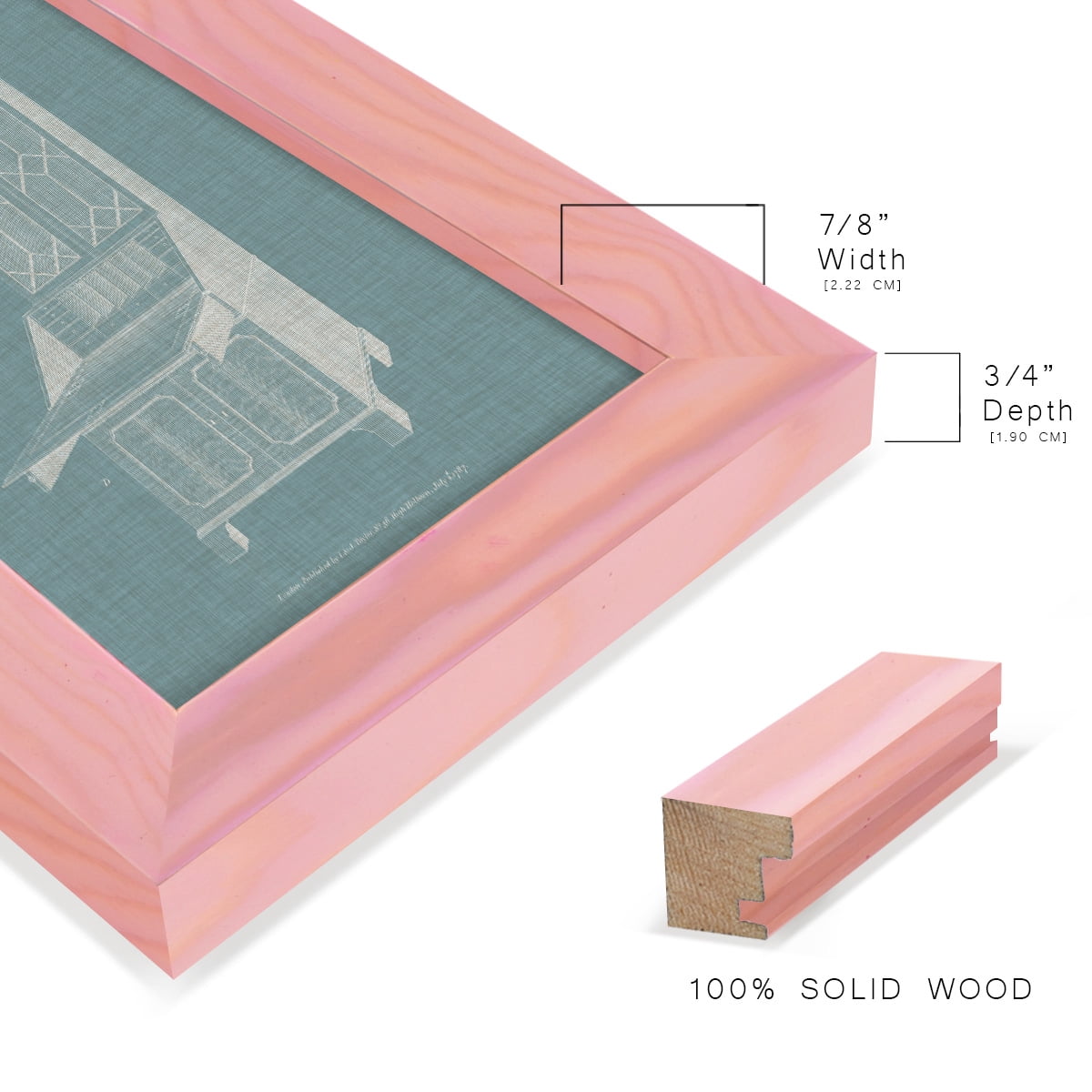 Hepplewhite Desk & Bookcase IV - Framed Print w/glass - Sunset Pink