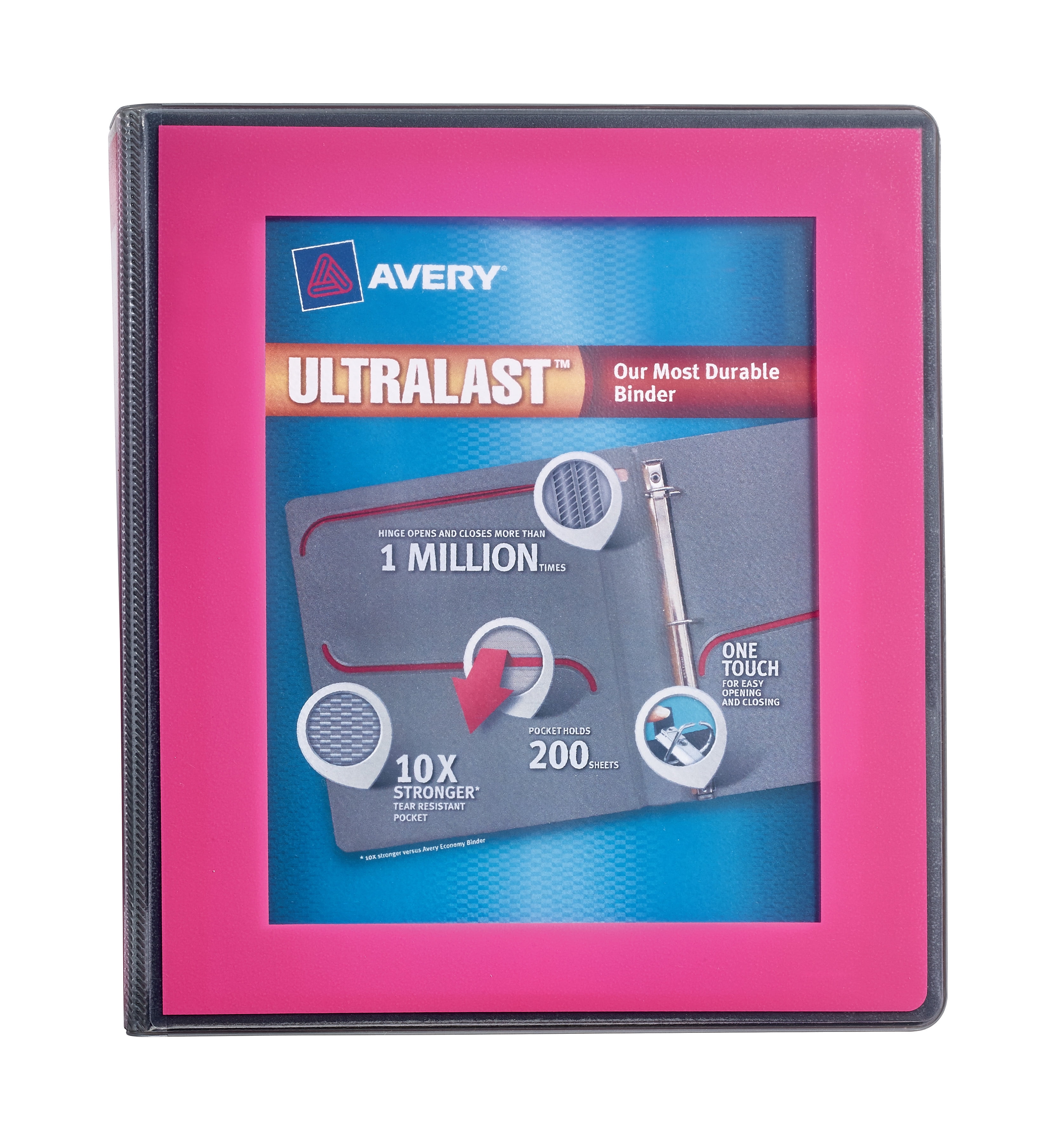 Avery Ultralast Binder, 1" Slant Rings, Pink, 275 Sheets