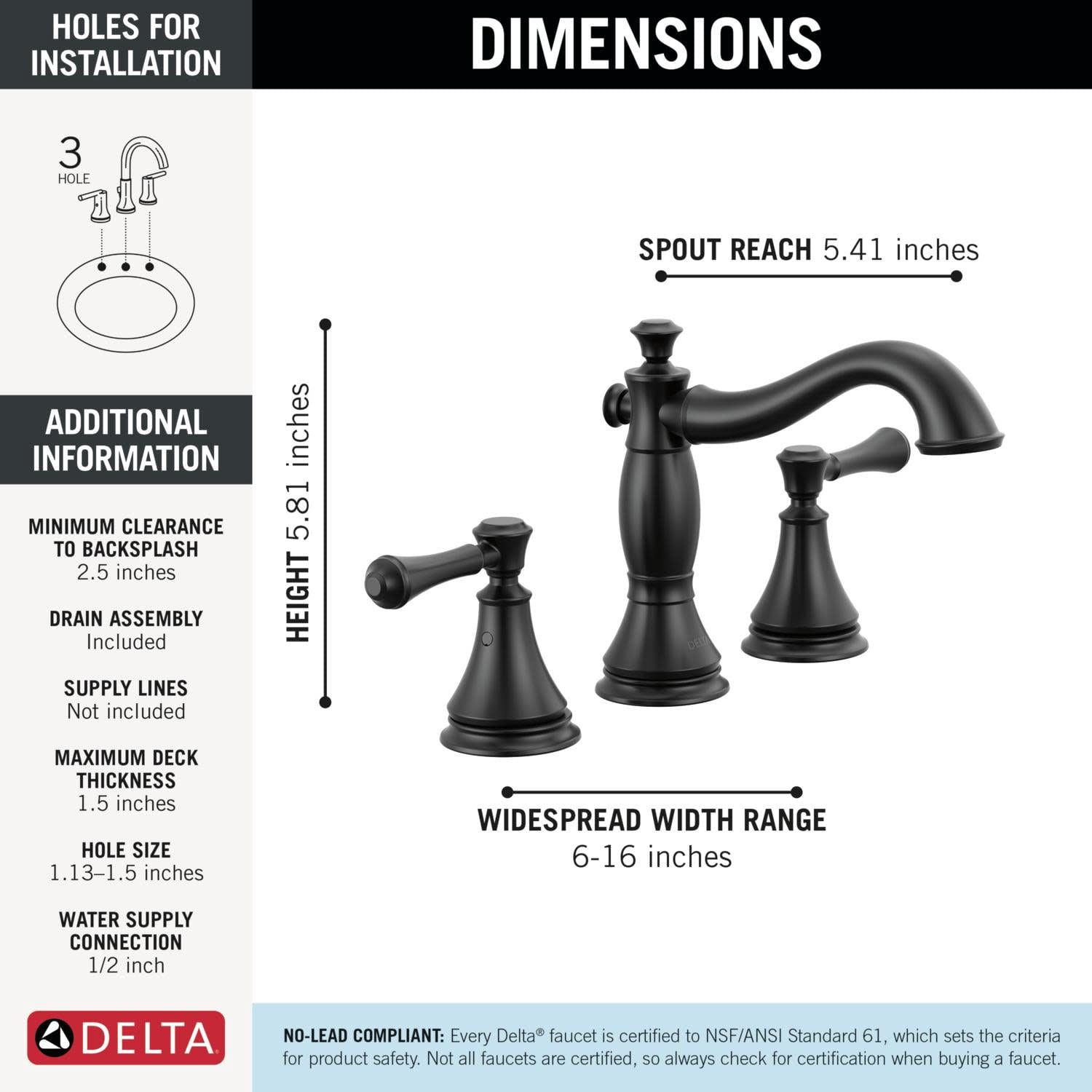 Delta Cassidy Two Handle Widespread Bathroom Faucet in Venetian Bronze 3597LF-RBMPU