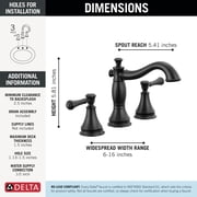 Delta Cassidy Two Handle Widespread Bathroom Faucet in Polished Nickel 3597LF-PNMPU